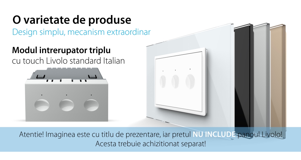 Modulo interruttore triplo touch Livolo standard italiano, nuova serie