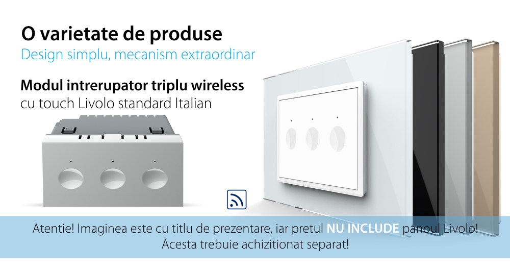 Modulo Interruttore triplo wireless con touch Livolo, standard Italiano – Nuova Serie
