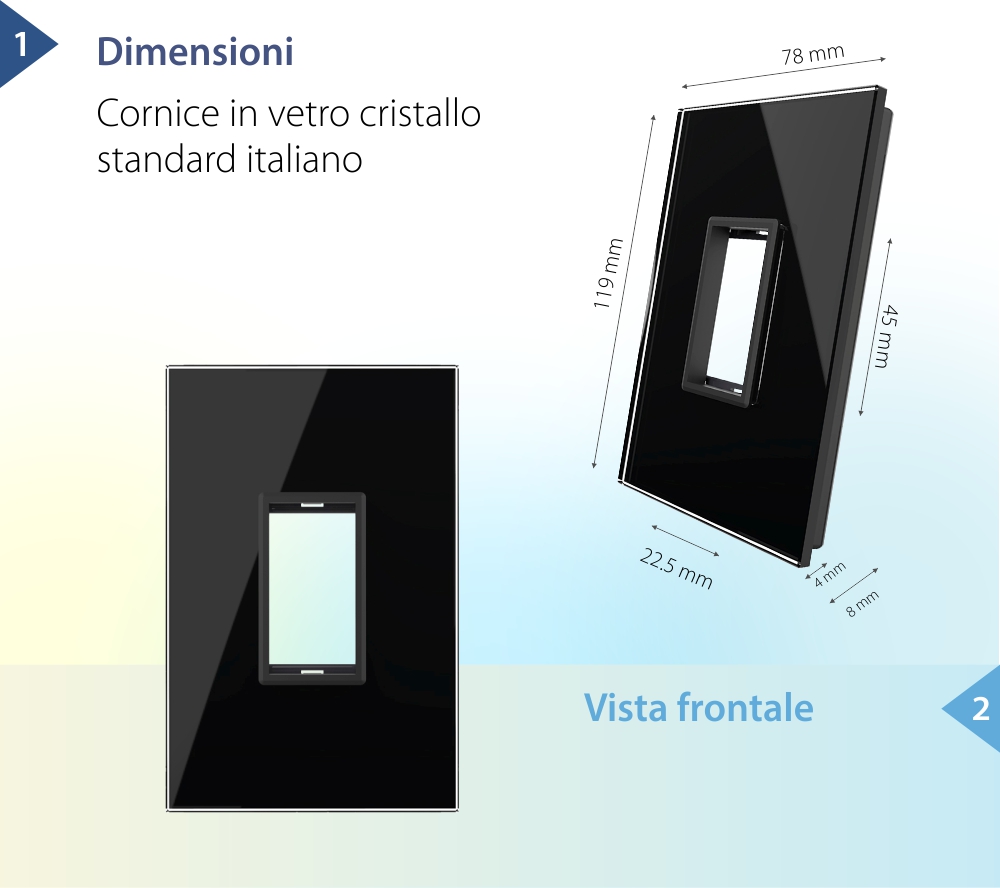 Cornice in vetro Livolo standard italiano 1M – Nuova serie
