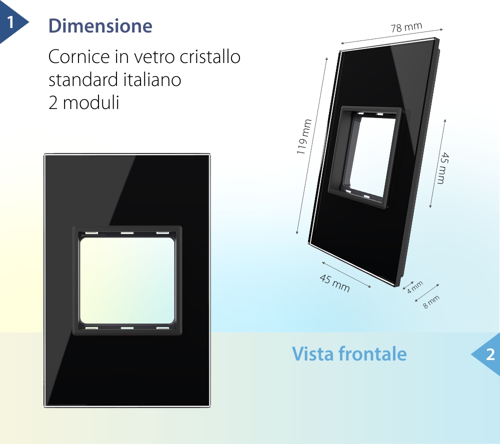 Cornice in vetro Livolo standard italiano 2M – Nuova serie