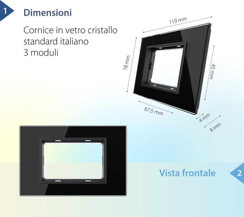 Cornice vetro Livolo standard italiano 3M – Nuova serie