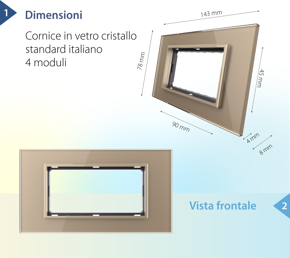 Cornice in vetro Livolo standard italiano 4M – Nuova serie