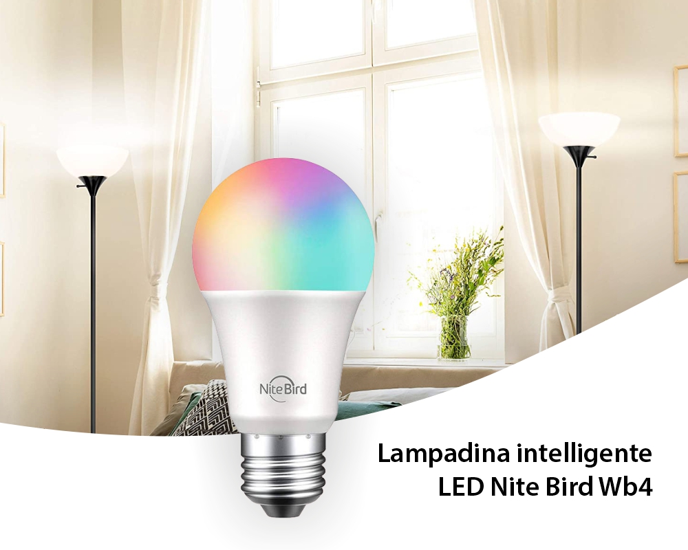 Lampadina intelligente LED Gosund Nite Bird WB4, Illuminazione RGB, Attacco E27, 800 Lumen, Controllo tramite app
