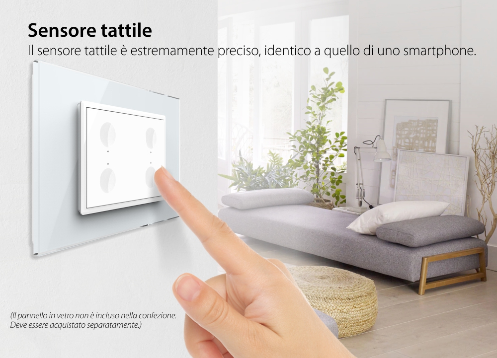 Modulo Interruttore Quadruplo Wireless con Touch LIVOLO, Standard Italiano – Nuova Serie