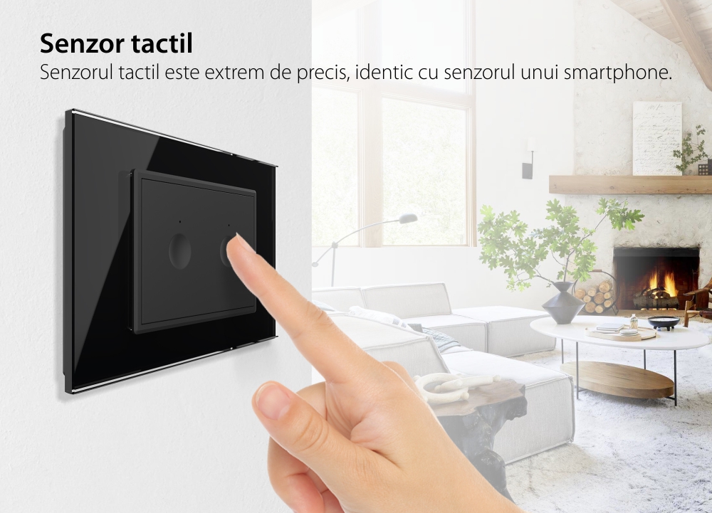Interruttore doppio Livolo touch con cornice in vetro, standard italiano – Nuova serie