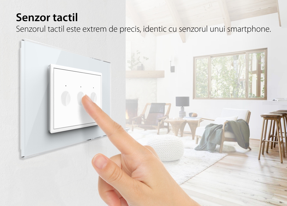 Interruttore triplo Livolo touch con cornice in vetro, standard italiano – Nuova serie
