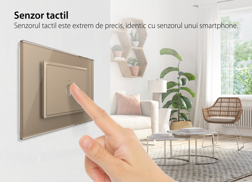 Interruttore semplice wireless con touch Livolo con cornice in vetro, standard Italiano – Nuova Serie