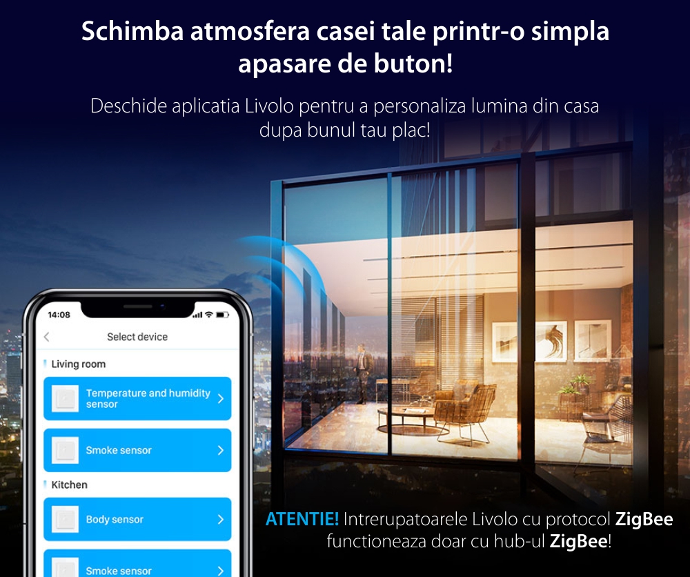 Interruttore triplo touch in vetro Livolo, standard italiano, protocollo ZigBee EC – Nuova serie