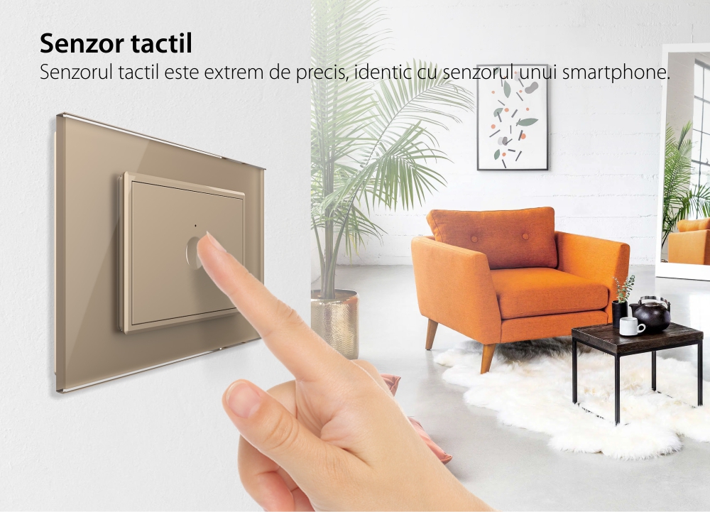 Interruttore semplice deviatore / invertitore wireless con touch Livolo con cornice in vetro, standard italiano – Nuova serie