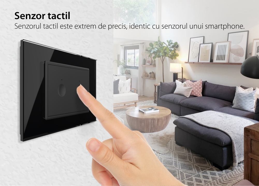 Interruttore doppio deviatore / invertitore wireless con touch Livolo con cornice in vetro, standard italiano – Nuova serie