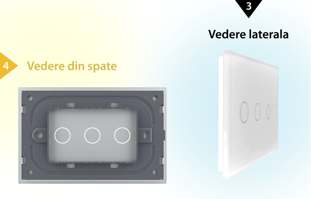 Pannello Interruttore triplo touch Livolo in vetro, standard italiano – Nuova serie