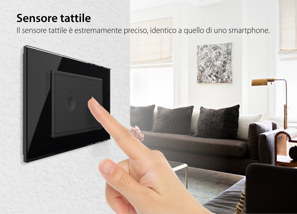 Doppio deviatore / invertitore touch Livolo con cornice in vetro, standard italiano – Nuova serie