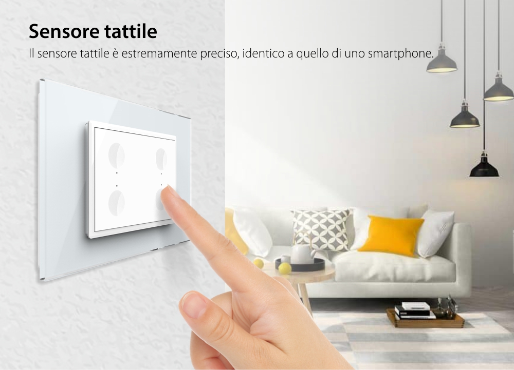 Quadruplo deviatore/invertitore touch Livolo standard italiano, nuova serie