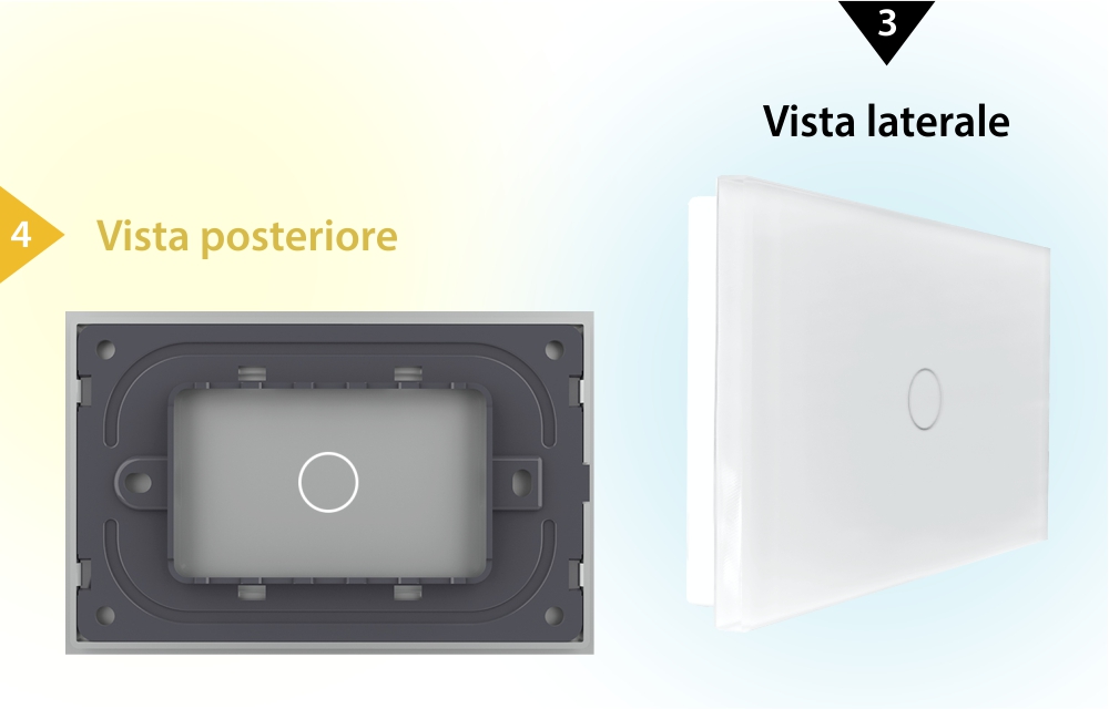 Pannello interruttore semplice touch Livolo in vetro, standard Italiano – Nuova serie