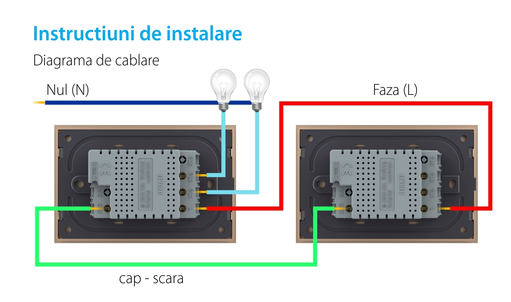 Modulo Interruttore Doppio Deviatore/Invertitore  con Touch LIVOLO, standard italiano – Nuova Serie, Bianco