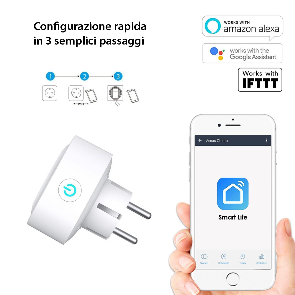 Presa intelligente Gosund SP112, Wi-Fi, 3600W, 2 x USB, Controllo tramite applicazione, Programmazione, Monitoraggio consumo