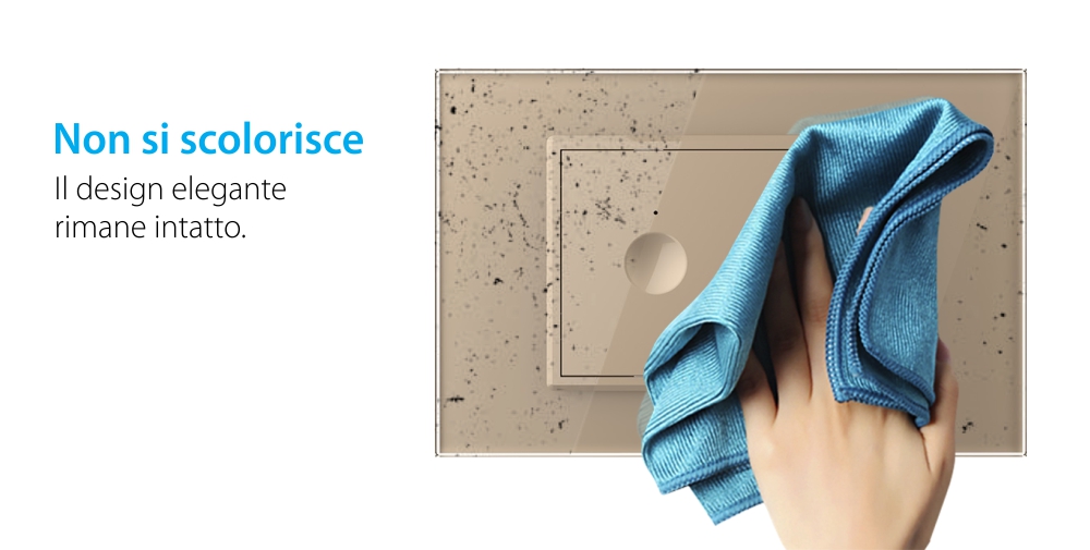 Interruttore doppio wireless con touch Livolo con cornice in vetro, standard Italiano – Nuova Serie