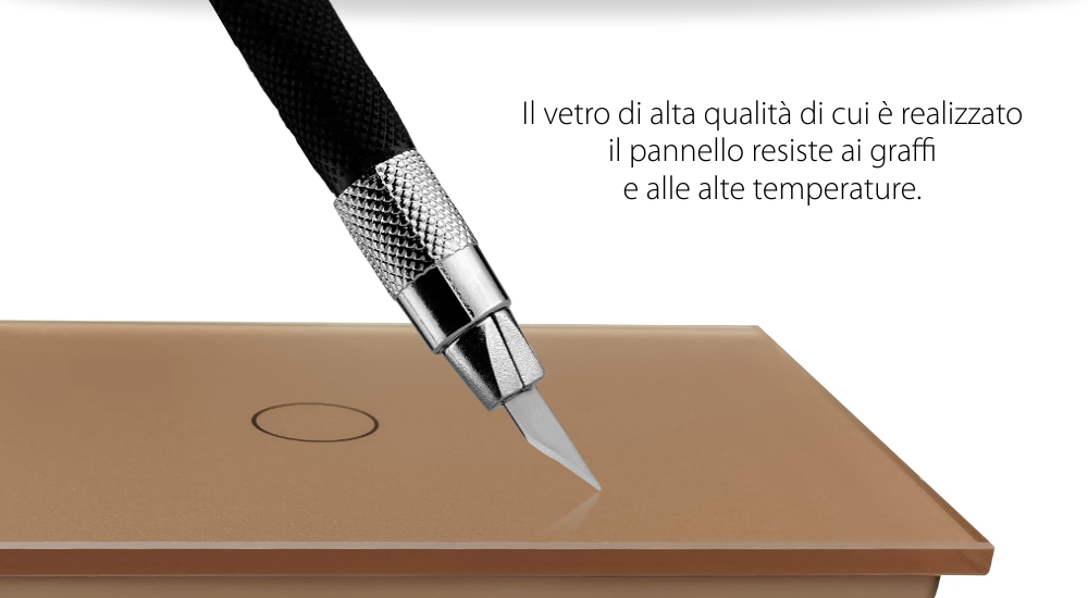 Pannello interruttore semplice touch Livolo in vetro, standard Italiano – Nuova serie
