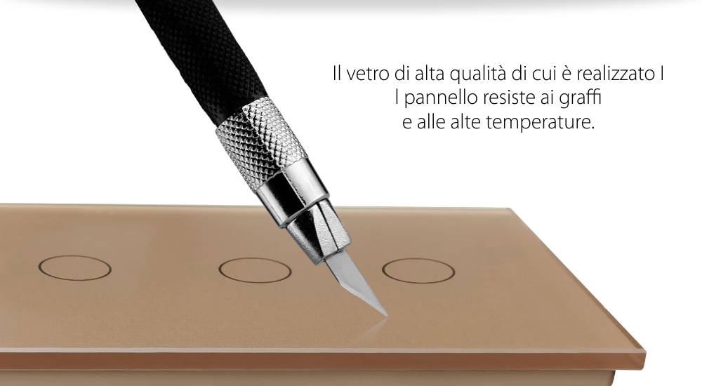 Pannello Interruttore triplo touch Livolo in vetro, standard italiano – Nuova serie