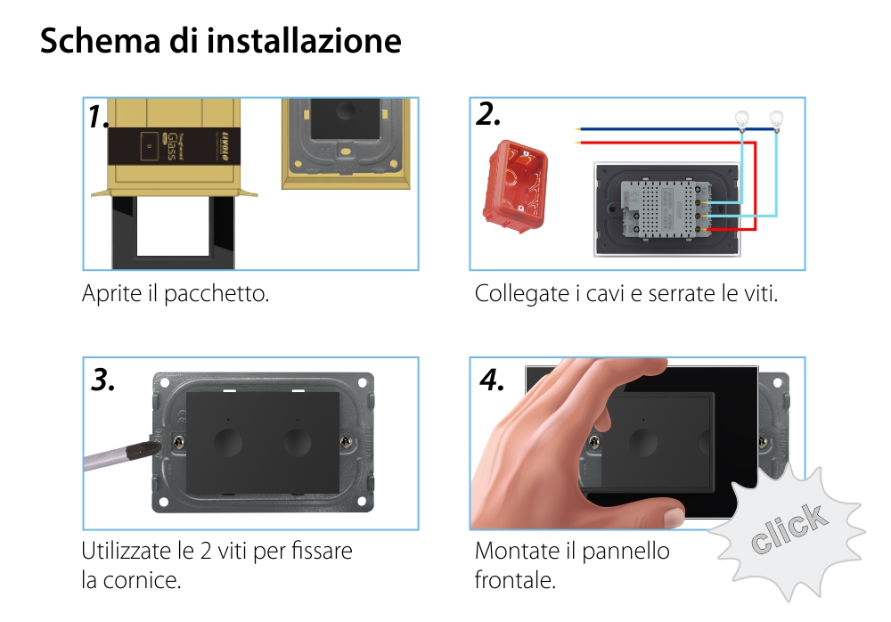 Modulo interruttore doppio touch Livolo standard italiano, nuova serie