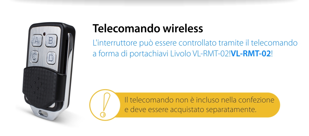 Modulo Interruttore triplo wireless con touch Livolo, standard Italiano – Nuova Serie