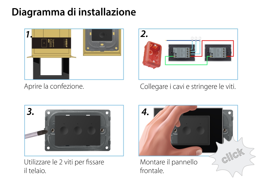 Modulo deviatore / invertitore triplo con touch Livolo, standard italiano, Nuova serie