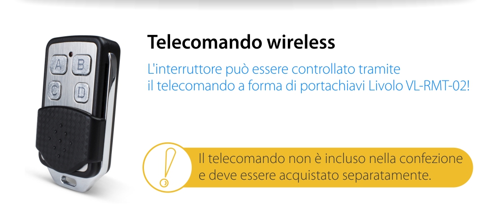 Modulo Interruttore Quadruplo Wireless con Touch LIVOLO, Standard Italiano – Nuova Serie