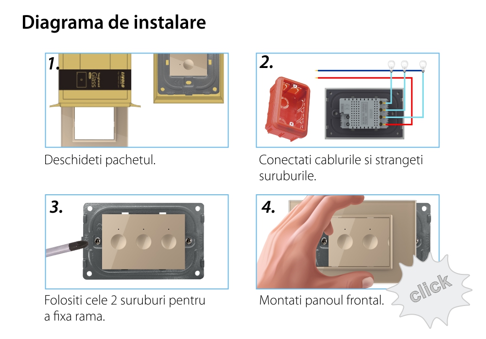 Modulo interruttore triplo touch Livolo standard italiano, nuova serie