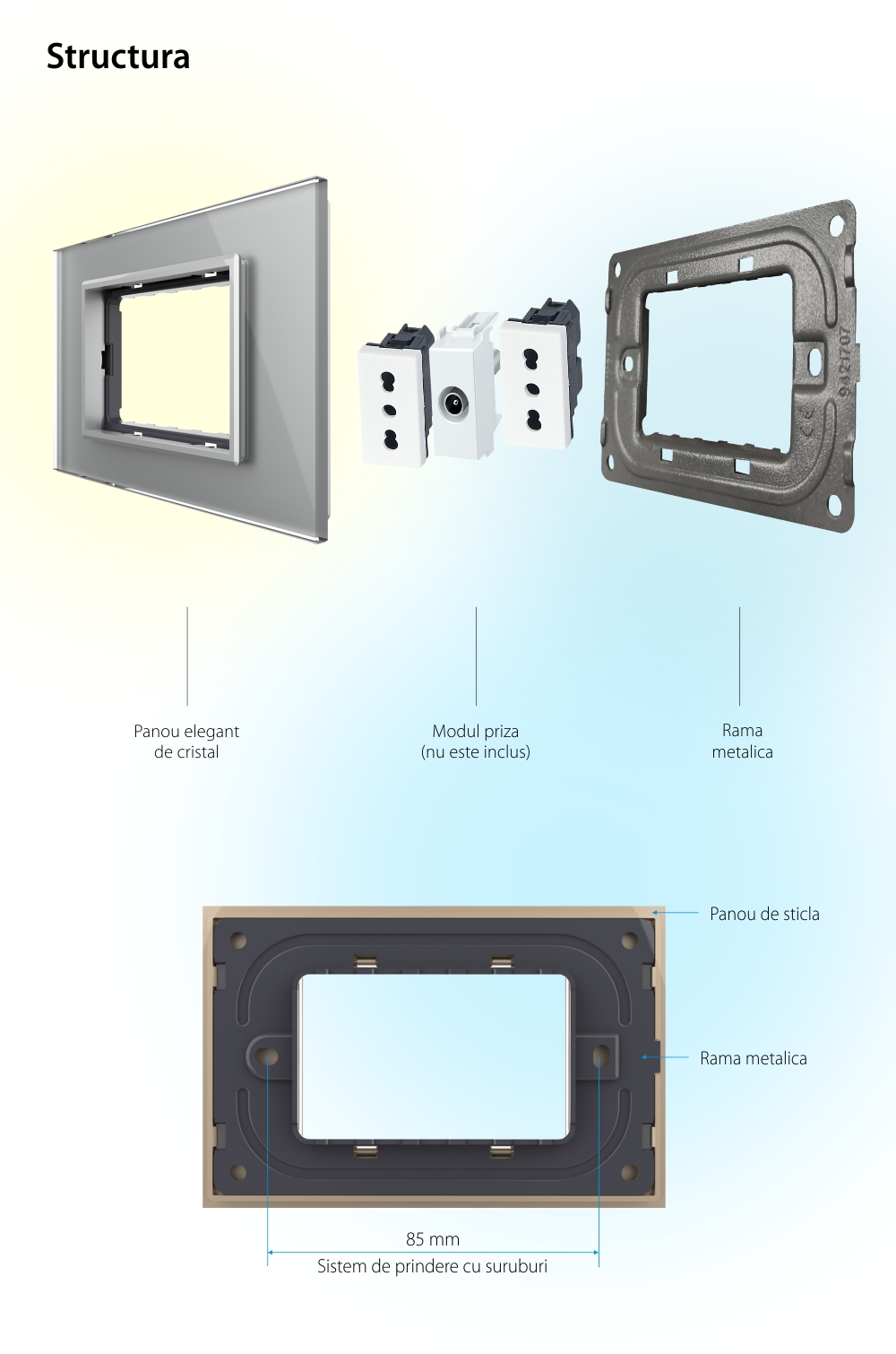 Cornice vetro Livolo standard italiano 3M – Nuova serie