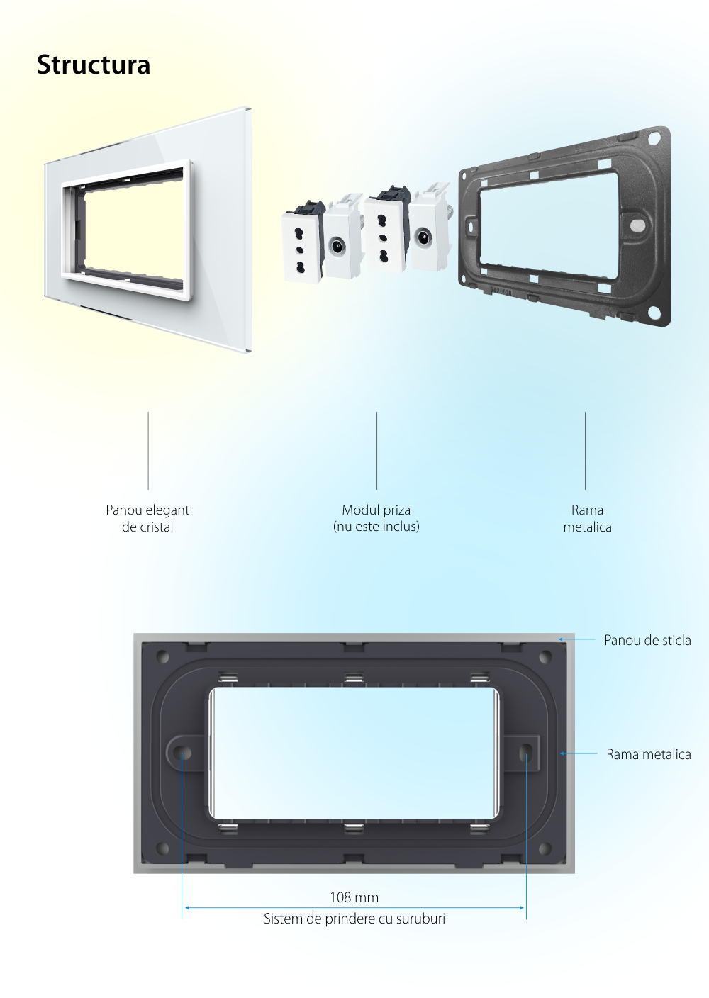 Cornice in vetro Livolo standard italiano 4M – Nuova serie