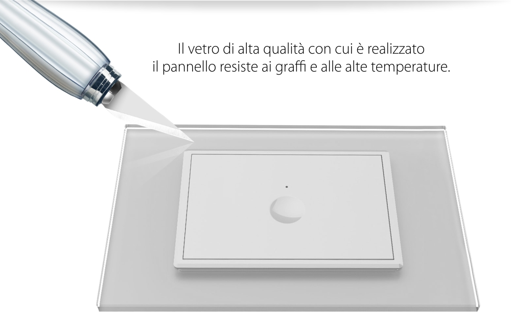 Deviatore / invertitore singolo wireless con touch Livolo con cornice in vetro, standard italiano – Nuova serie