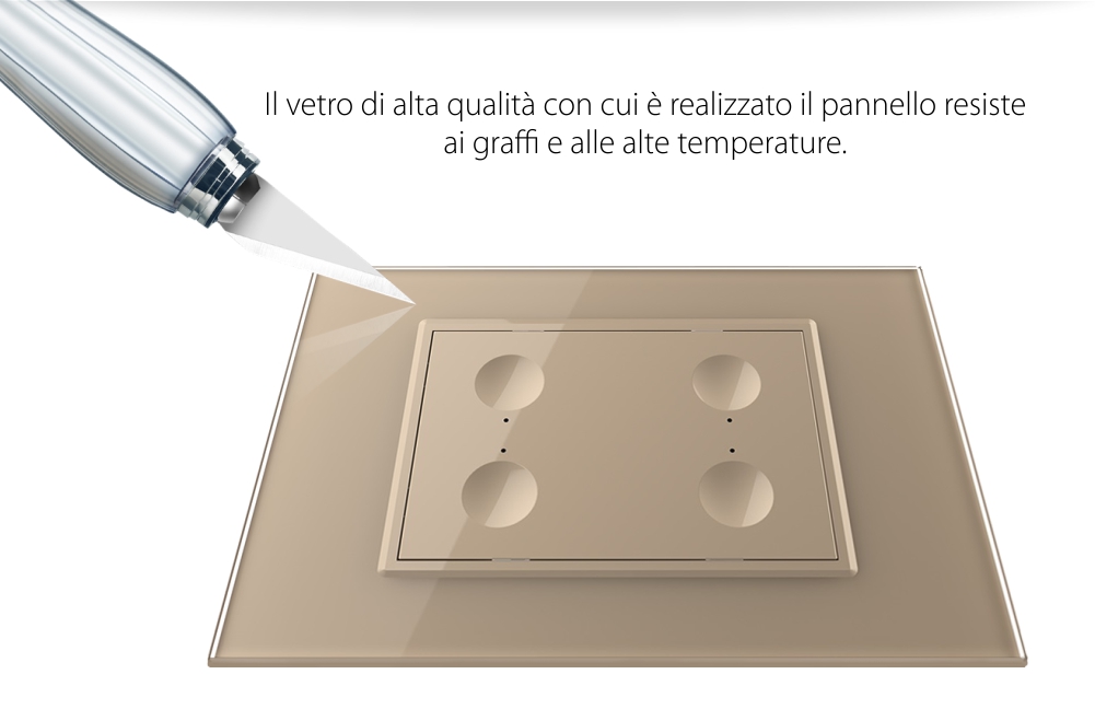 Interruttore touch quadruplo Livolo con cornice in vetro, standard italiano – Nuova serie