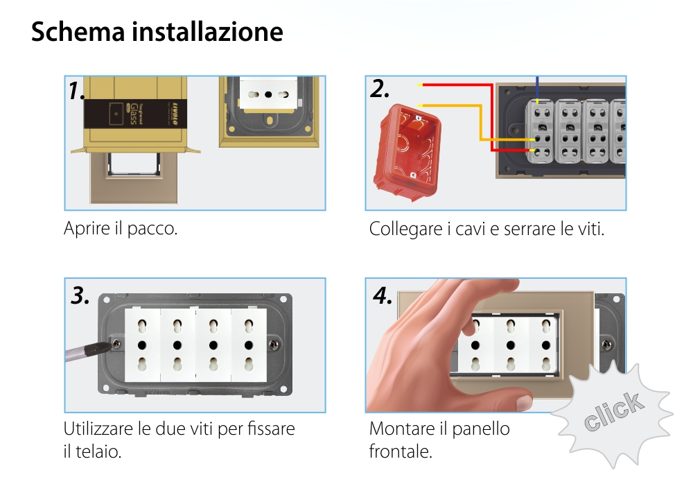 Cornice in vetro Livolo standard italiano 4M – Nuova serie