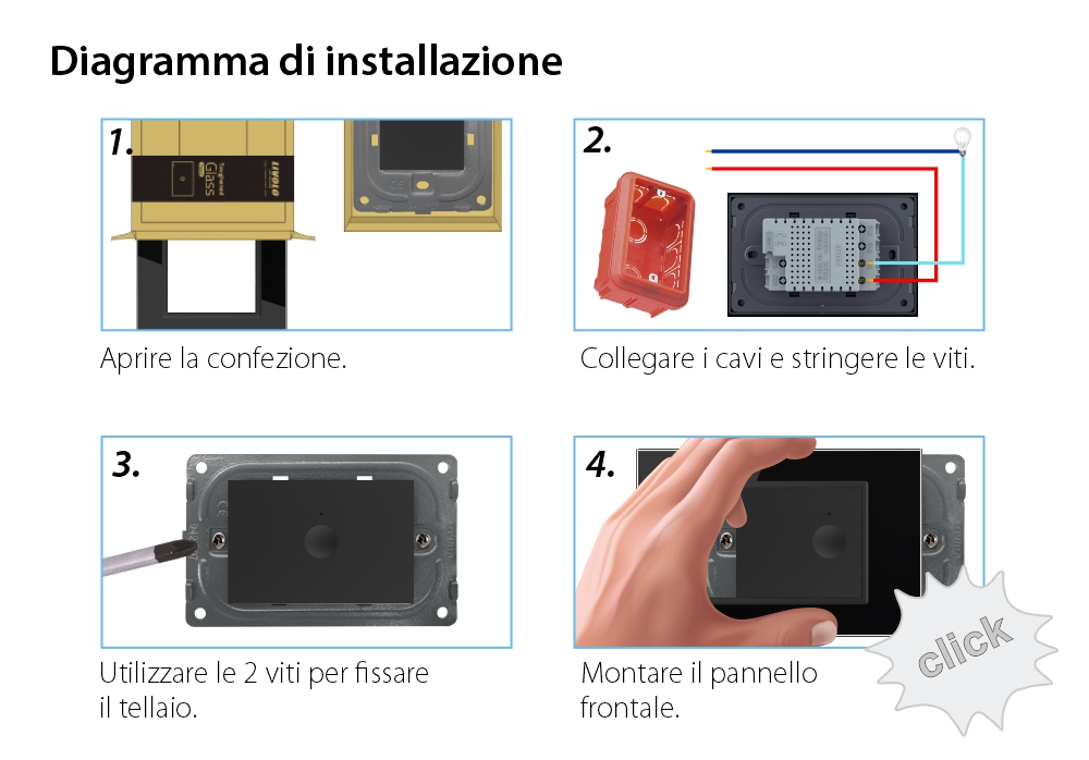 Modulo Interruttore semplice wireless con touch Livolo, standard Italiano – Nuova Serie