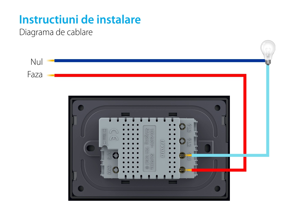 Interruttore touch Livolo con cornice in vetro, standard italiano – Nuova serie