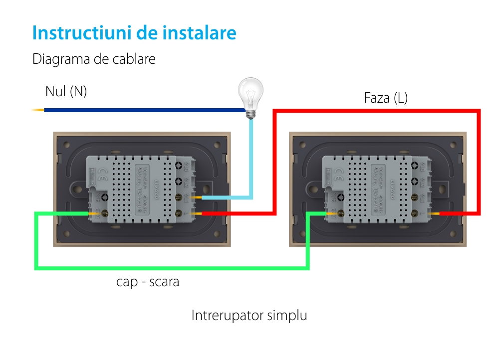 Interruttore semplice deviatore / invertitore wireless con touch Livolo con cornice in vetro, standard italiano – Nuova serie