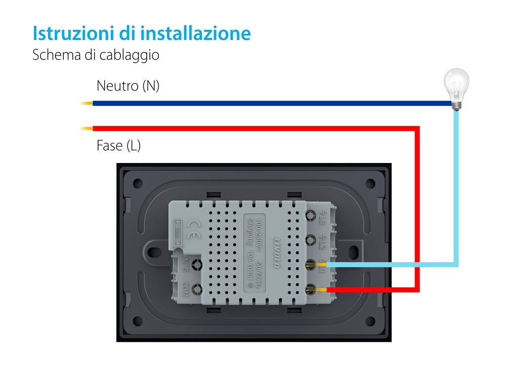 Interruttore touch Livolo con cornice in vetro, standard italiano – Nuova serie
