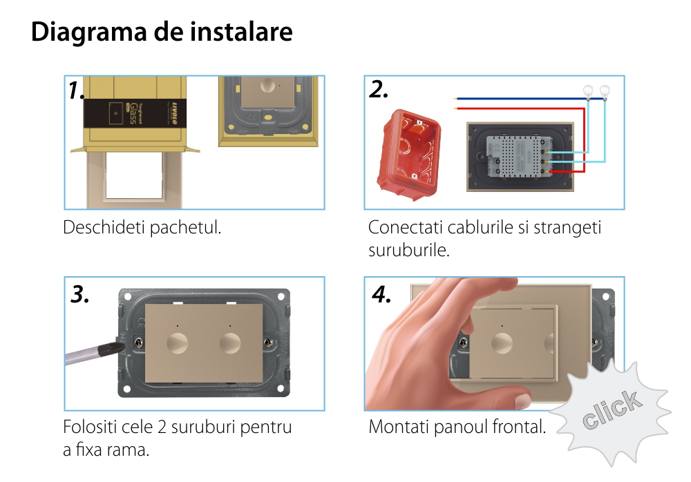 Interruttore doppio Livolo touch con cornice in vetro, standard italiano – Nuova serie