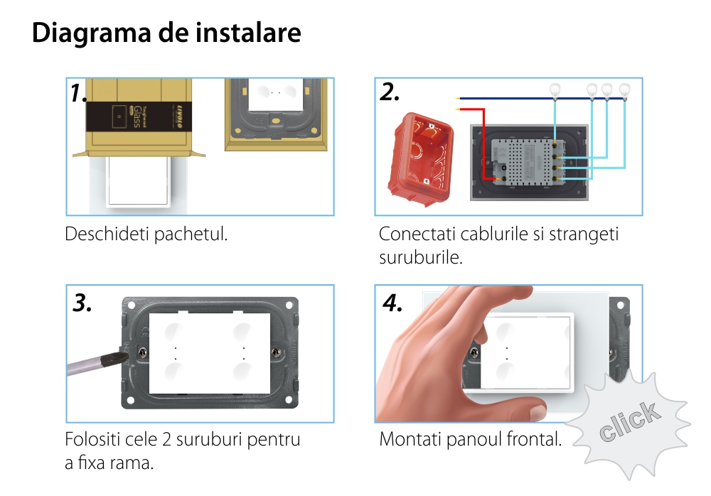 Interruttore touch quadruplo Livolo con cornice in vetro, standard italiano – Nuova serie