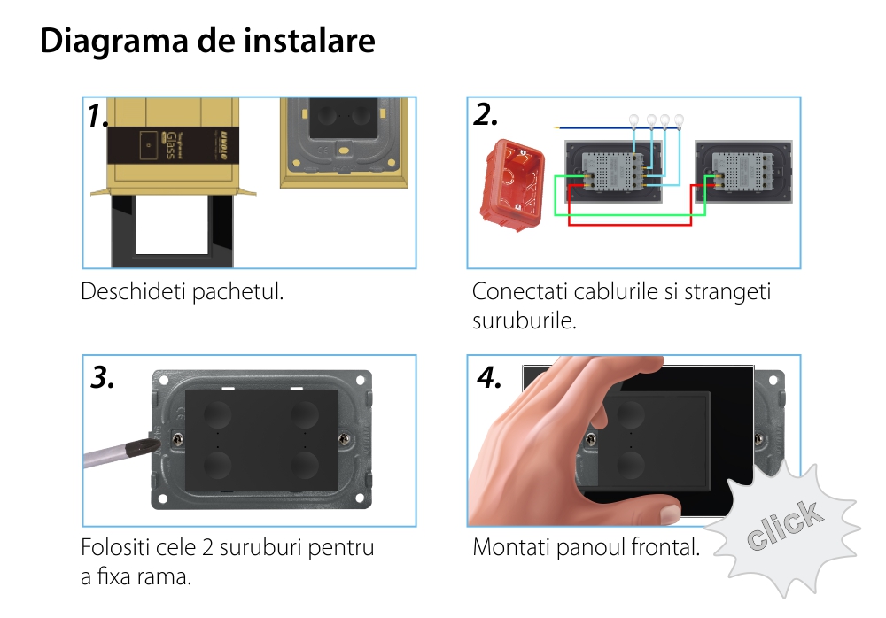 Interruttore quadruplo deviatore/invertitore touch Livolo standard italiano, nuova serie