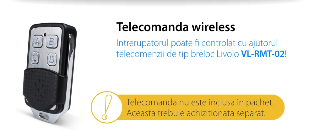 Interruttore semplice deviatore / invertitore wireless con touch Livolo con cornice in vetro, standard italiano – Nuova serie