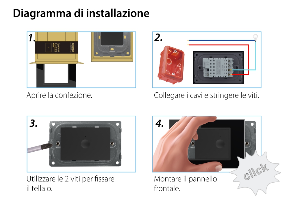 Interruttore touch Livolo con cornice in vetro, standard italiano – Nuova serie