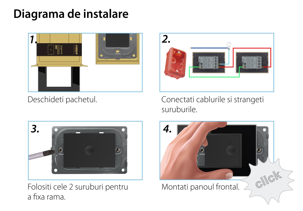 Interruttore semplice deviatore / invertitore wireless con touch Livolo con cornice in vetro, standard italiano – Nuova serie