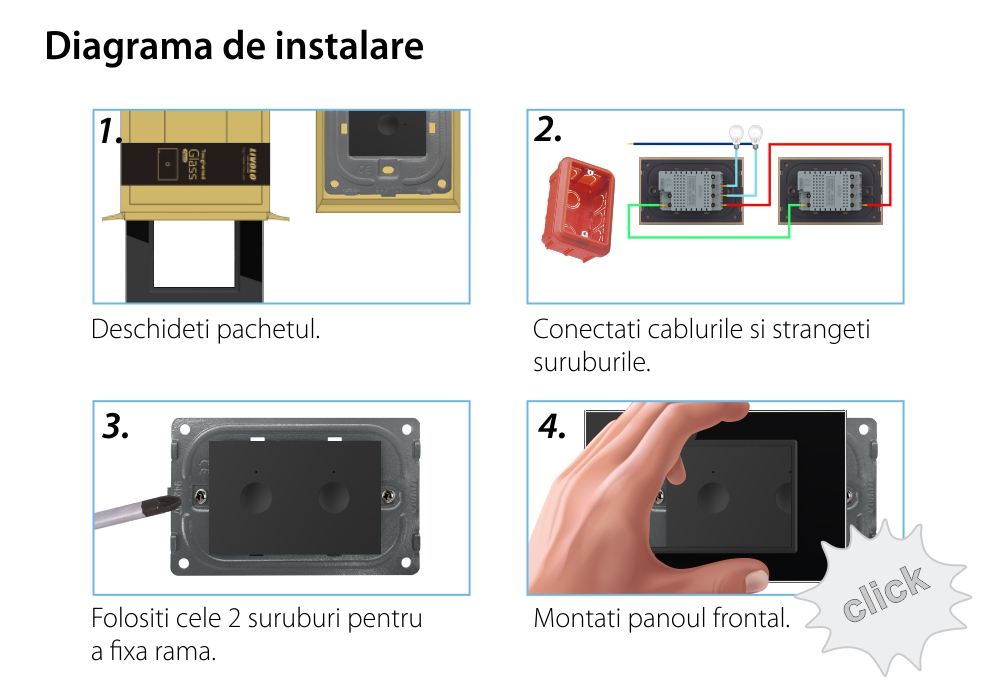 Interruttore doppio deviatore / invertitore wireless con touch Livolo con cornice in vetro, standard italiano – Nuova serie