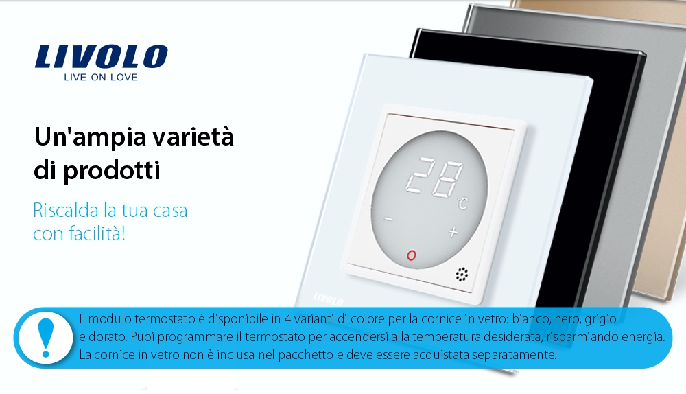 Modulo termostato Livolo per sistemi di riscaldamento elettrico – Nuova serie