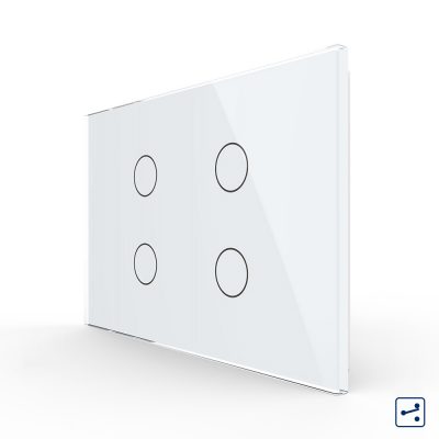 Interruttore quadruplo deviatore / invertitore  Livolo, in vetro con touch, standard italiano – Nuova serie