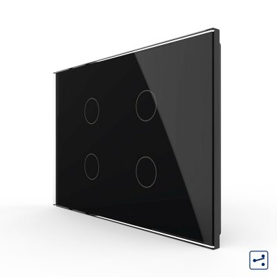 Interruttore quadruplo deviatore / invertitore  Livolo, in vetro con touch, standard italiano – Nuova serie colore nero