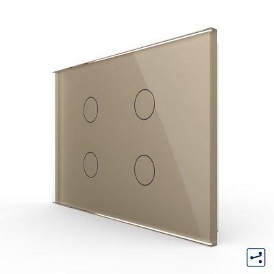 Interruttore quadruplo deviatore / invertitore  Livolo, in vetro con touch, standard italiano – Nuova serie colore dorato