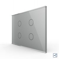 Interruttore quadruplo deviatore / invertitore  Livolo, in vetro con touch, standard italiano – Nuova serie colore griggio