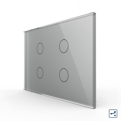 Interruttore quadruplo deviatore / invertitore  Livolo, in vetro con touch, standard italiano – Nuova serie colore griggio